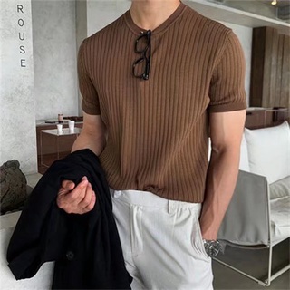 2023 New Ice Silk Men's T Shirt Summer Thin Casual Loose Short