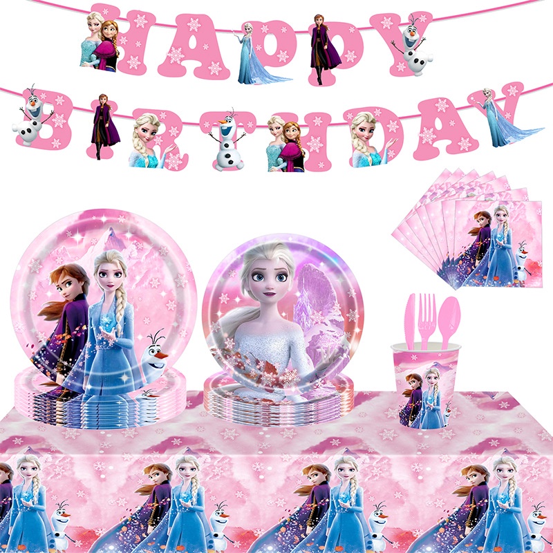 New Disney Frozen Elsa Anna Party Supplies Paper Cup Paper Plates ...
