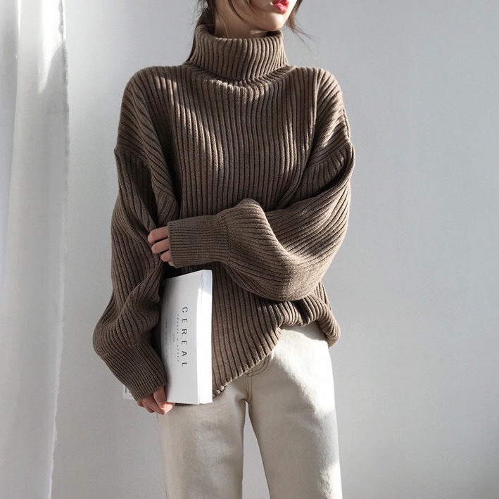 xiaozhainv Korean style fashion turtleneck sweater loose outer wear ...