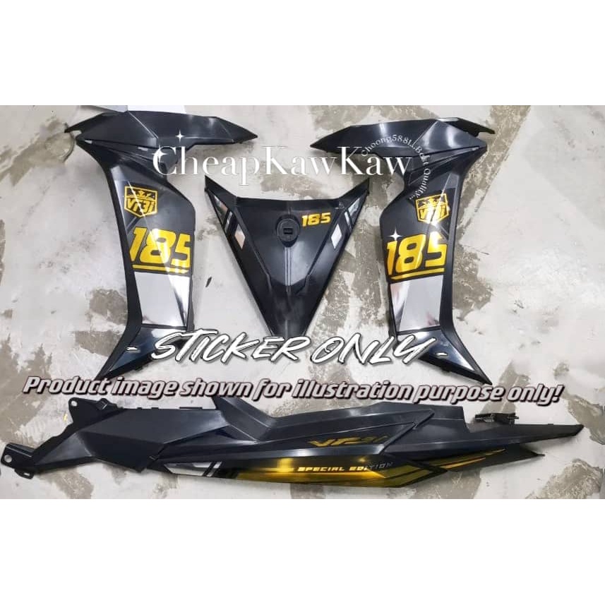 SYM VF3i 185 Custom New CHROME ( 6 ) Body Cover Stripe Sticker - Silver ...