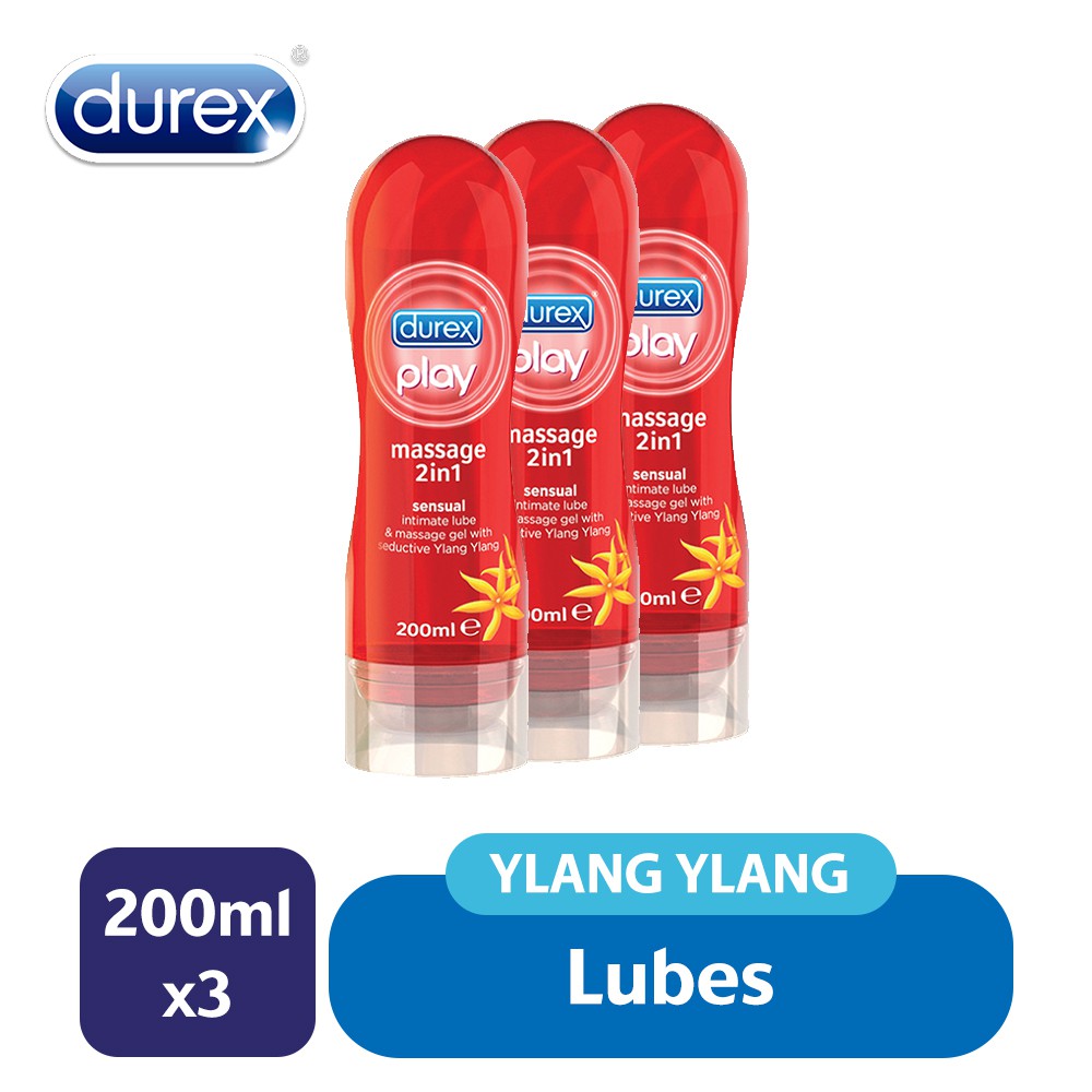 3 x Durex Play Massage 2 in 1 Ylang Ylang Lube Lubricant Gel 200ml [For