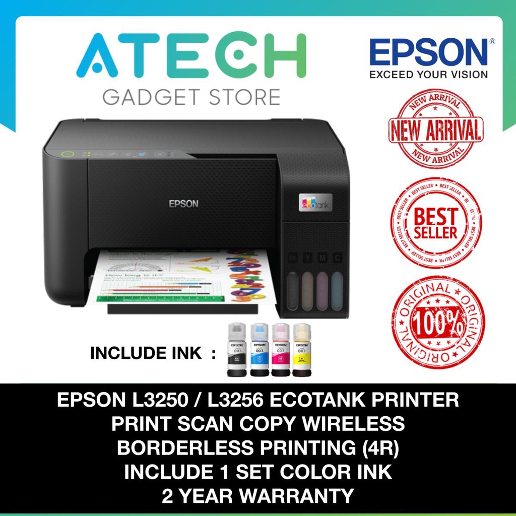 Epson Ecotank L3250 L3256 Wi Fi All In One Ink Tank Printer Printscancopywirelessblack 4332