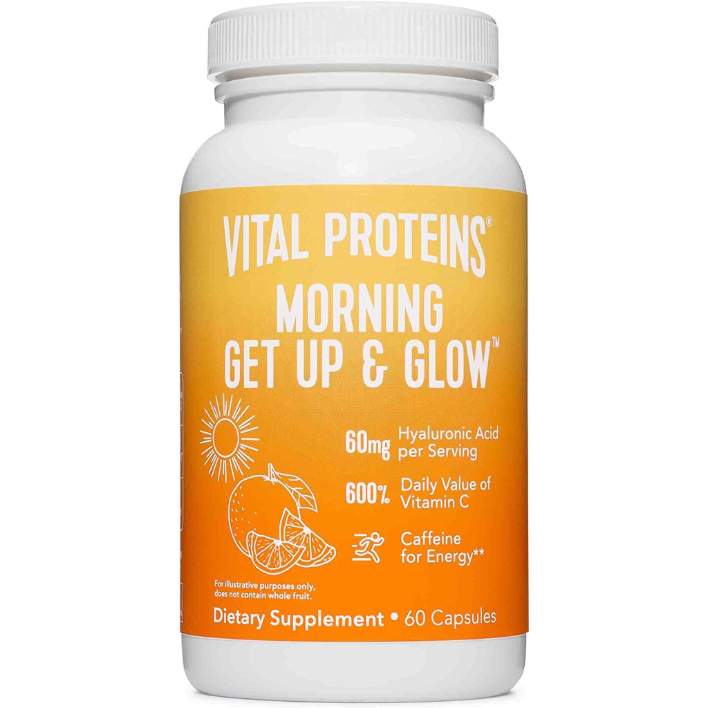 Vital Proteins Morning Get Up Glow Capsules, 90mg Caffeine for Energy