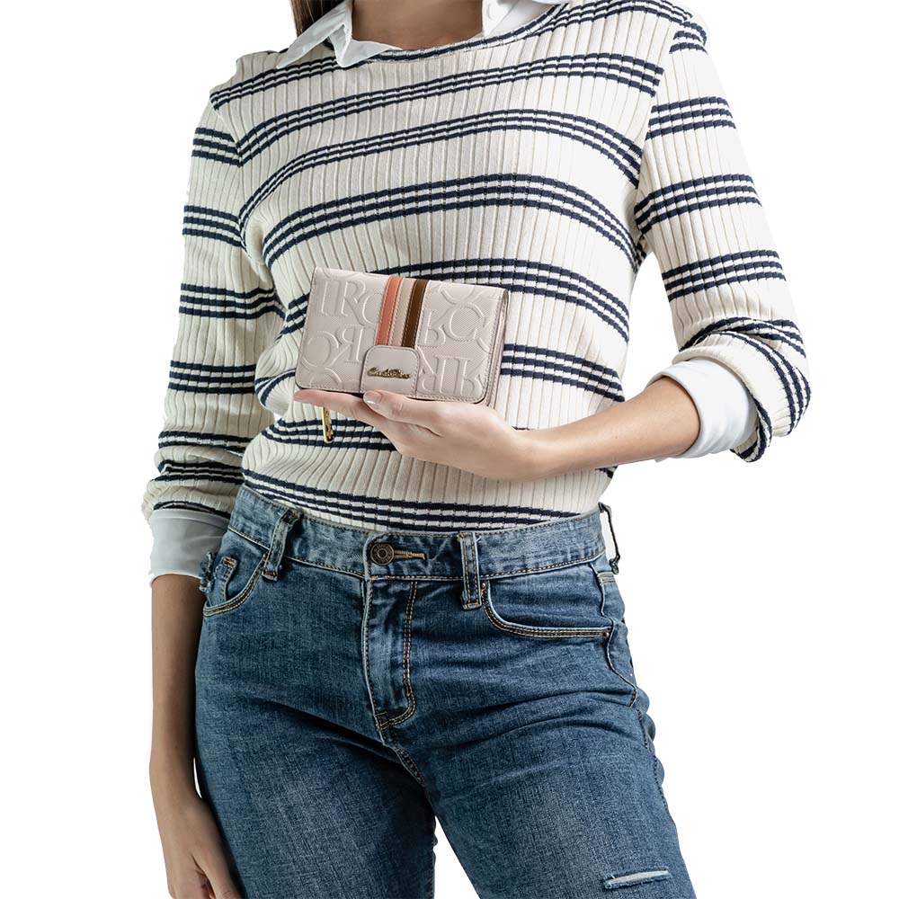 Carlo Rino Nude Lucky Stripe Short Wallet | Shopee Malaysia