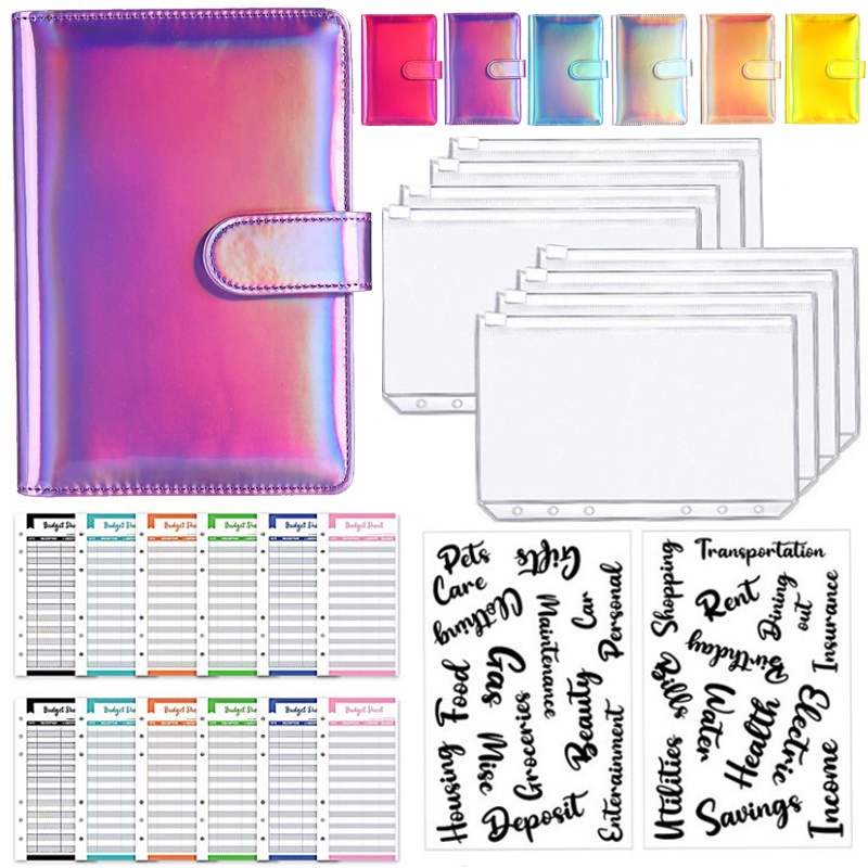 Budget Binder In Pelle PU Marmo - Organizer Portafoglio Con 8 Buste Con Cerniera, A6, Per Gestione Spese - Foto 2