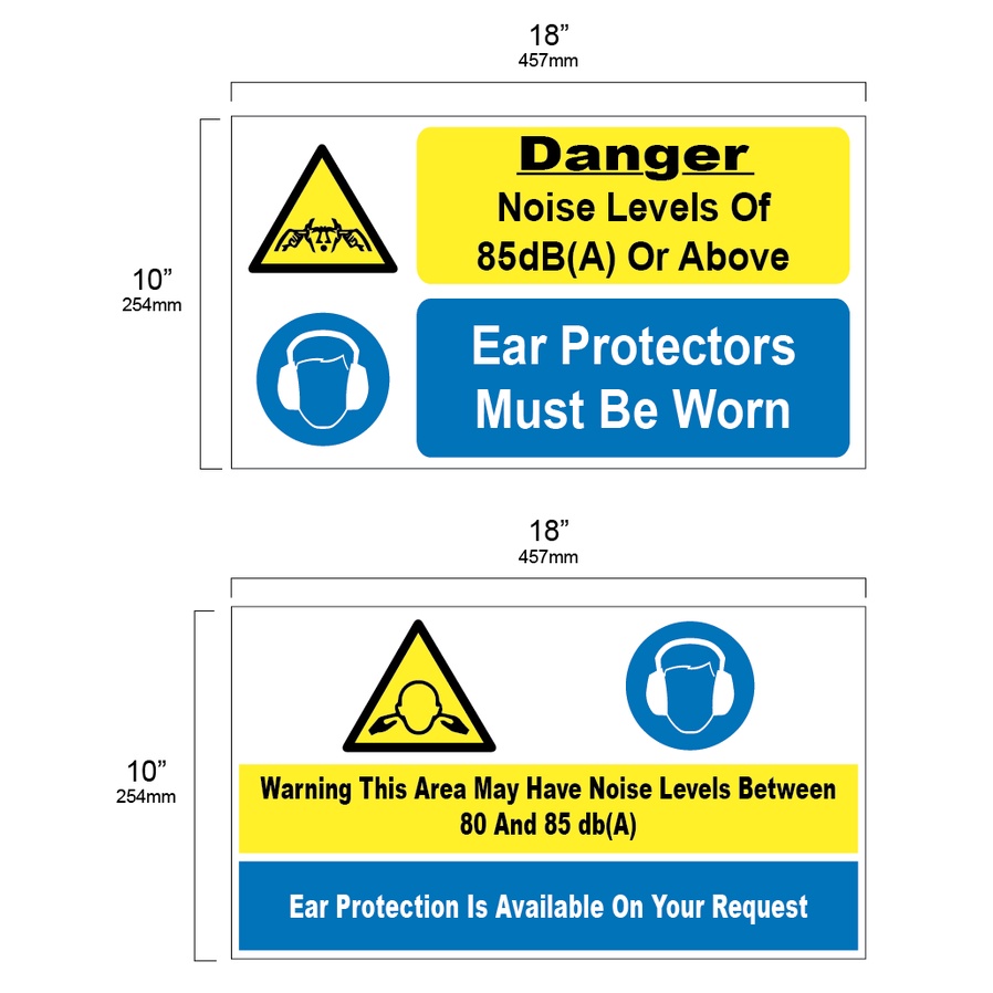 WARNING This Area May Have Noise Levels 80 & 85 db(A)/DANGER Noise ...