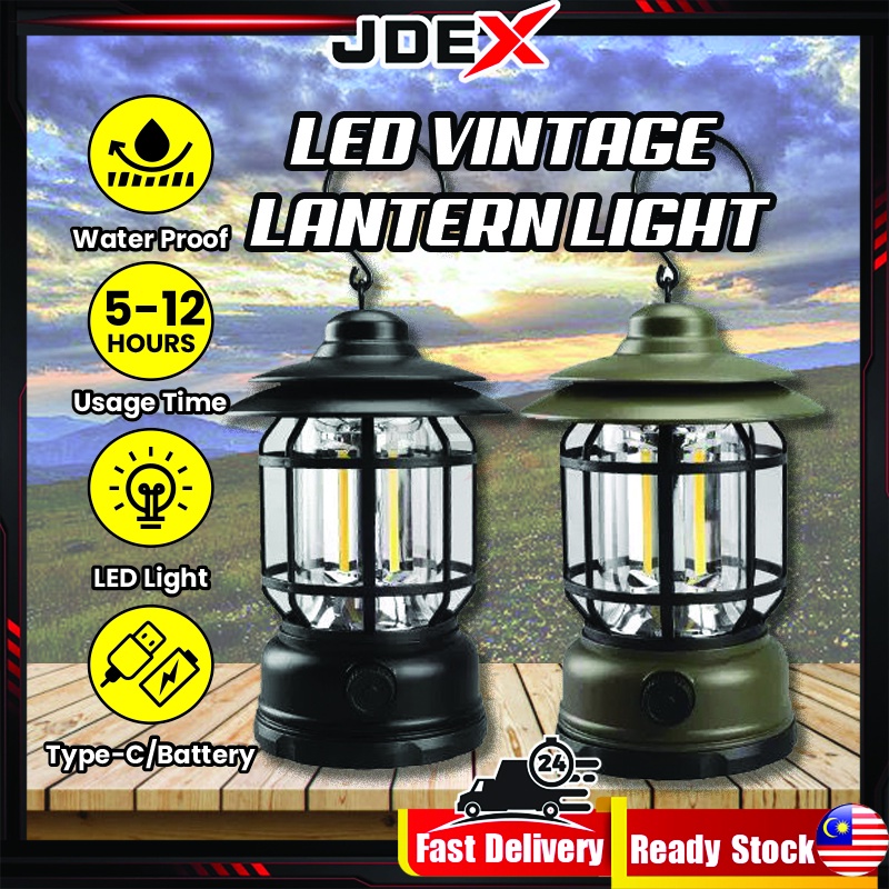 JDEX Camping LED Lantern Light Retro Hanging Lamp High Brightness USB ...