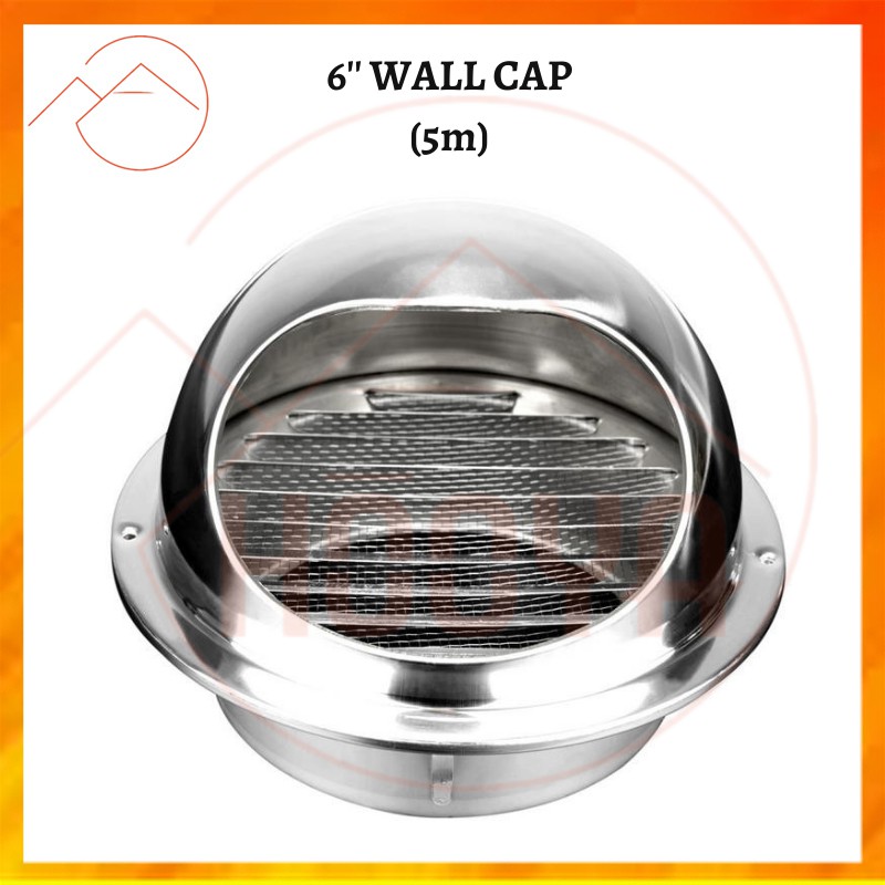 6" HOOD DUCTING STAINLESS STEEL WALL CAP / COOKER HOOD DUCTING CAP