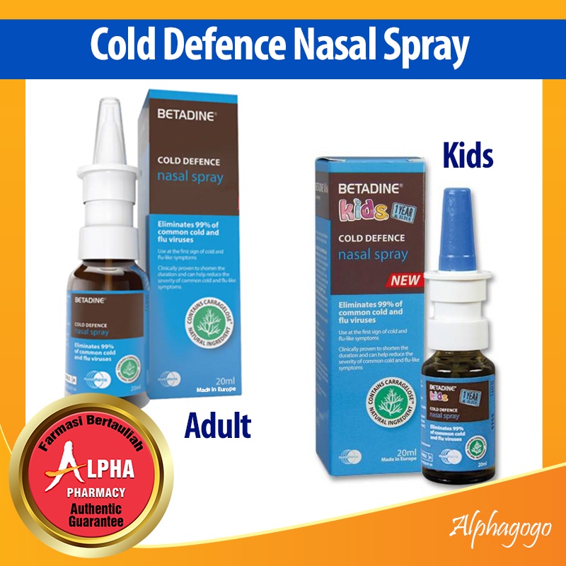 Betadine Cold Defence Nasal Spray 20ml (Adults / Kids 1+ Helps Stop ...