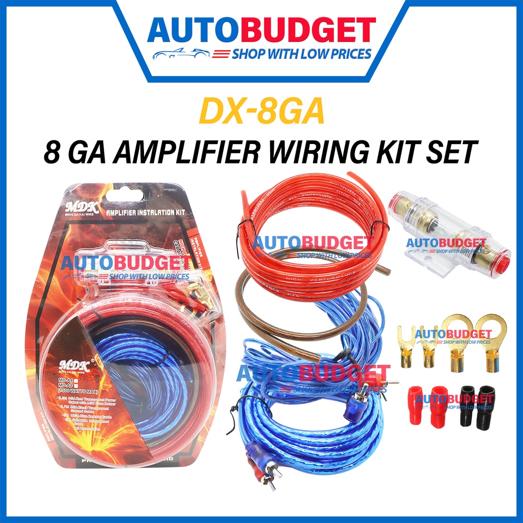 MDK DX8GA 10GA Amplifier Wiring Kit Full Set with Fuse Holder Car