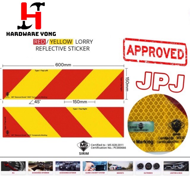 3m Lorry Diamond Grade Reflective Sticker [sirim Approved Jpj