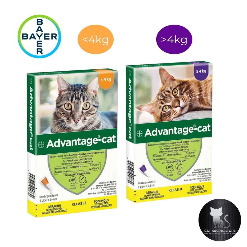 Bayer Advantage Cat Spot On Flea Treatment / Ubat Kutu Kucing (S/M) Shopee Malaysia