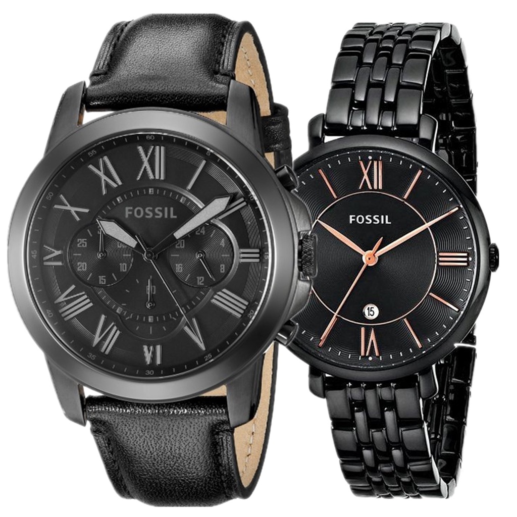 Authentic Fossil Black Men Women Leather Couple Watch FS5132