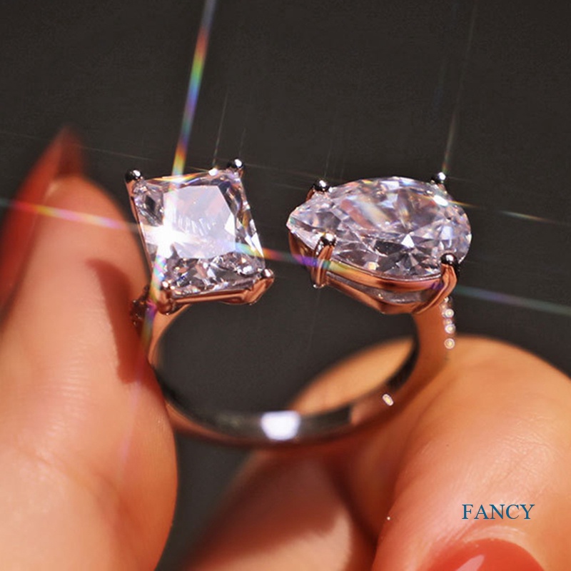 Cute Bling Zircon Stone Adjustable Silver Color Rings For Women Wedding ...