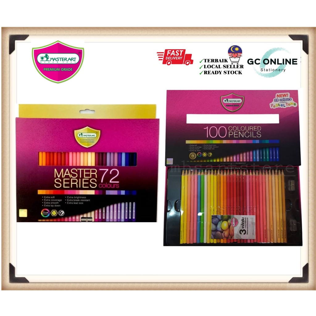 Box Set Masterart 124 Coloured Pencils Colors Coloring Drawing Art