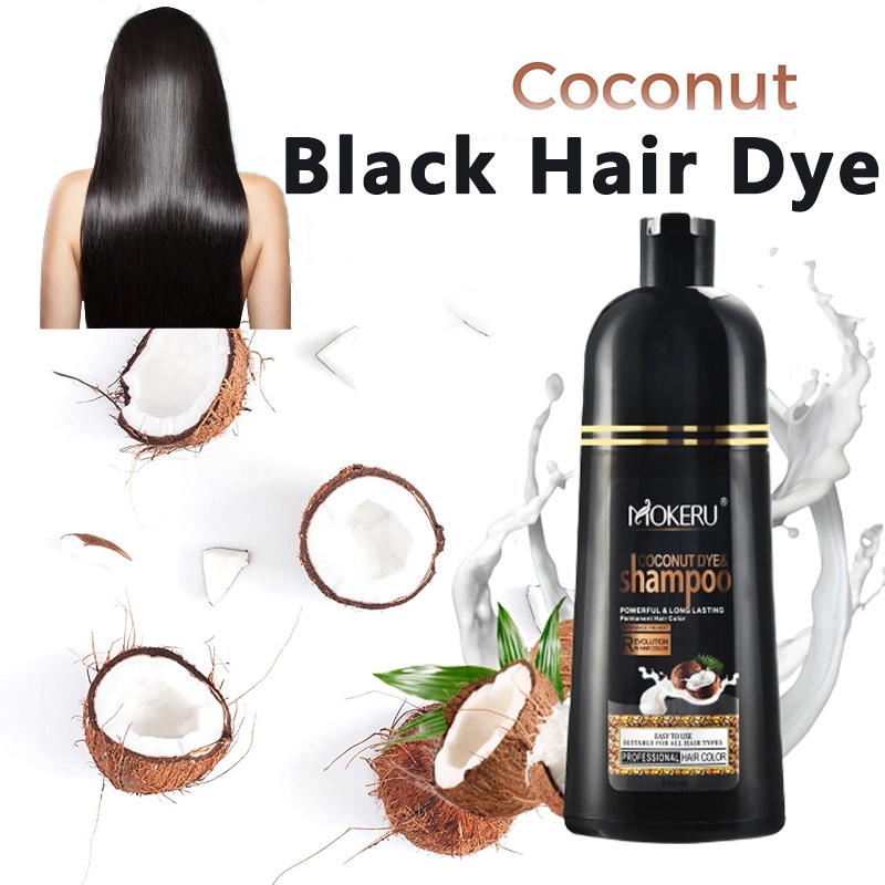 Mokeru Coconut Oil Black Hair Dye Shampoo White Hair Shampoo Cover ...