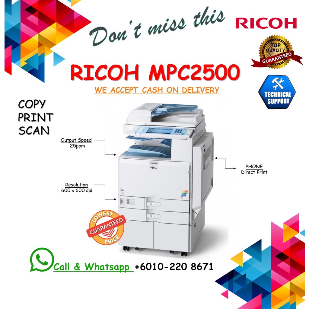 Ricoh MPC2500 4in1 Multifunction Colour Copier Machine Shopee Malaysia