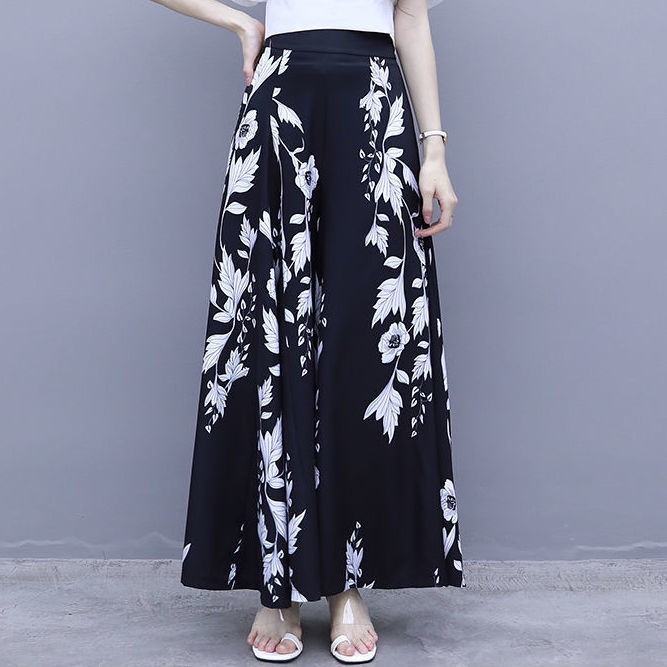 Women Printed High Waist Plus Size Loose Casual Straight Oversize Wide ...