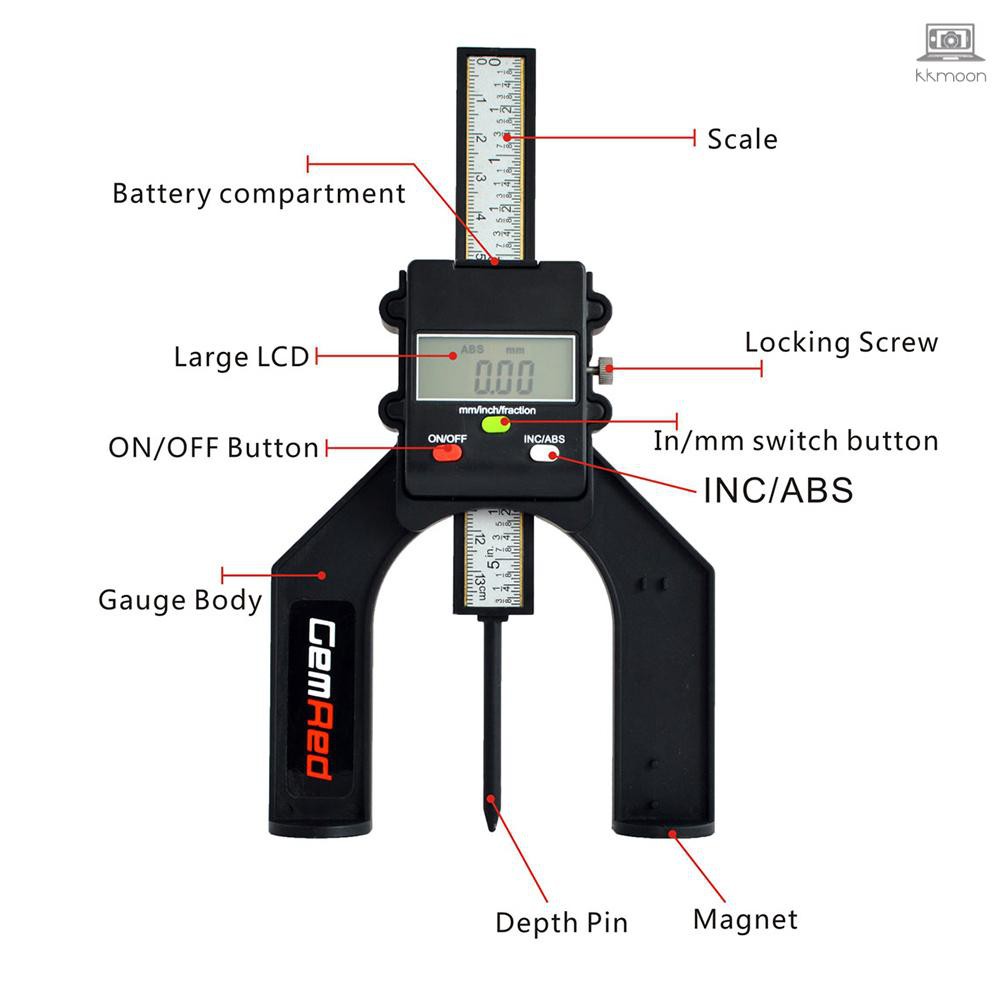 GemRed Digital Depth Gauge Depthometer Depth Indicator Height Gauge