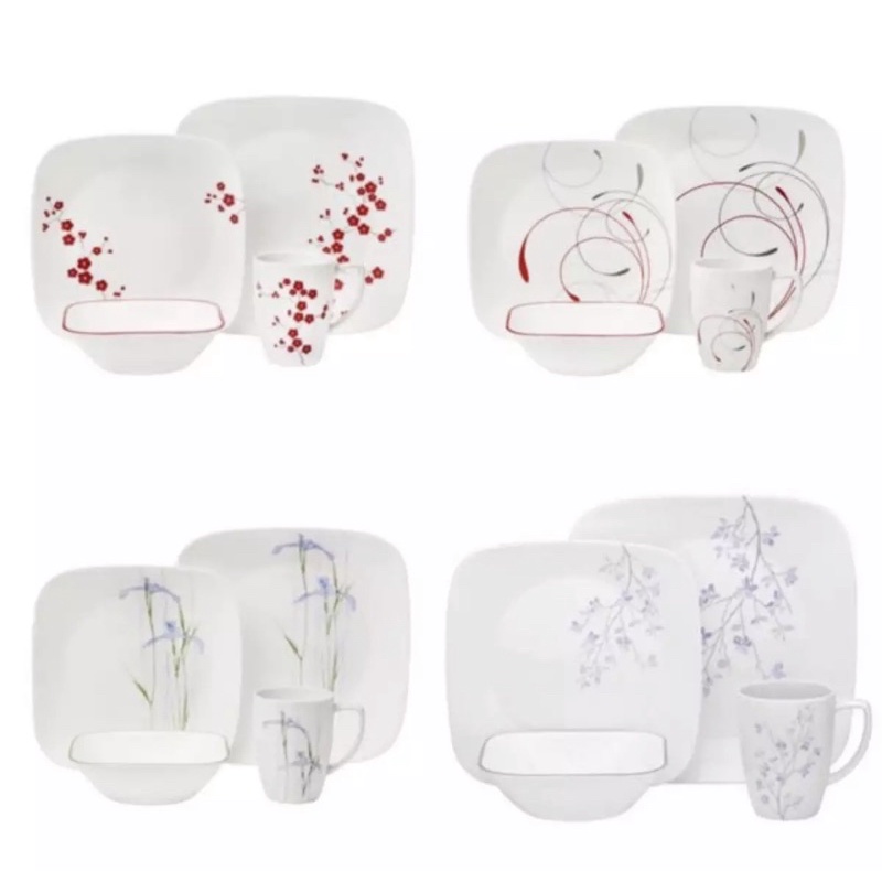 HOT🔥CORELLE SQUARE 16PCS DINNER SETJACARANDA/HANANI/SPLENDOR Shopee