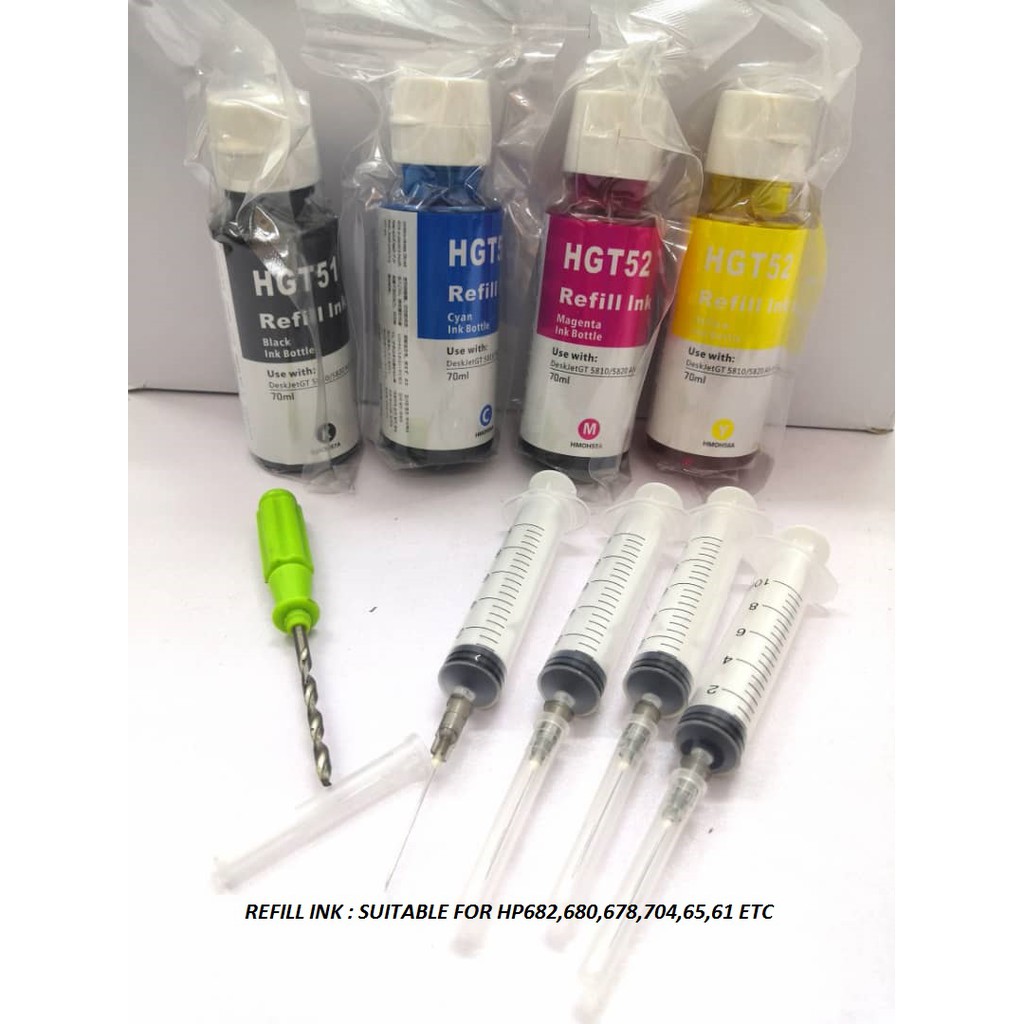 Hp Ink Cartridge Refill For HP 682, 680,678,704,21,22,60,61,65, 901