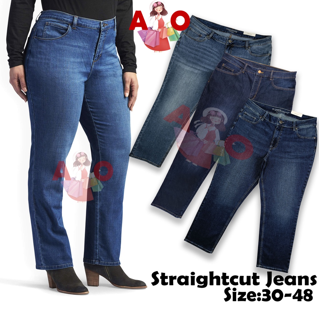 straight cut jeans women plus size stretchable Seluar jeans perempuan