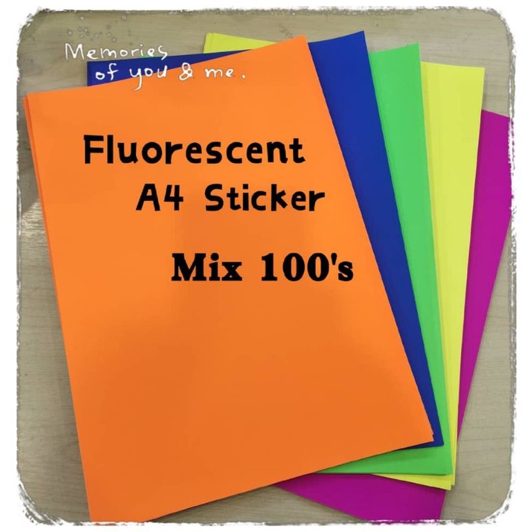 JOO HUAT JH A4 5 colour Mix Fluorescent Colour Sticker 50's 100's ...