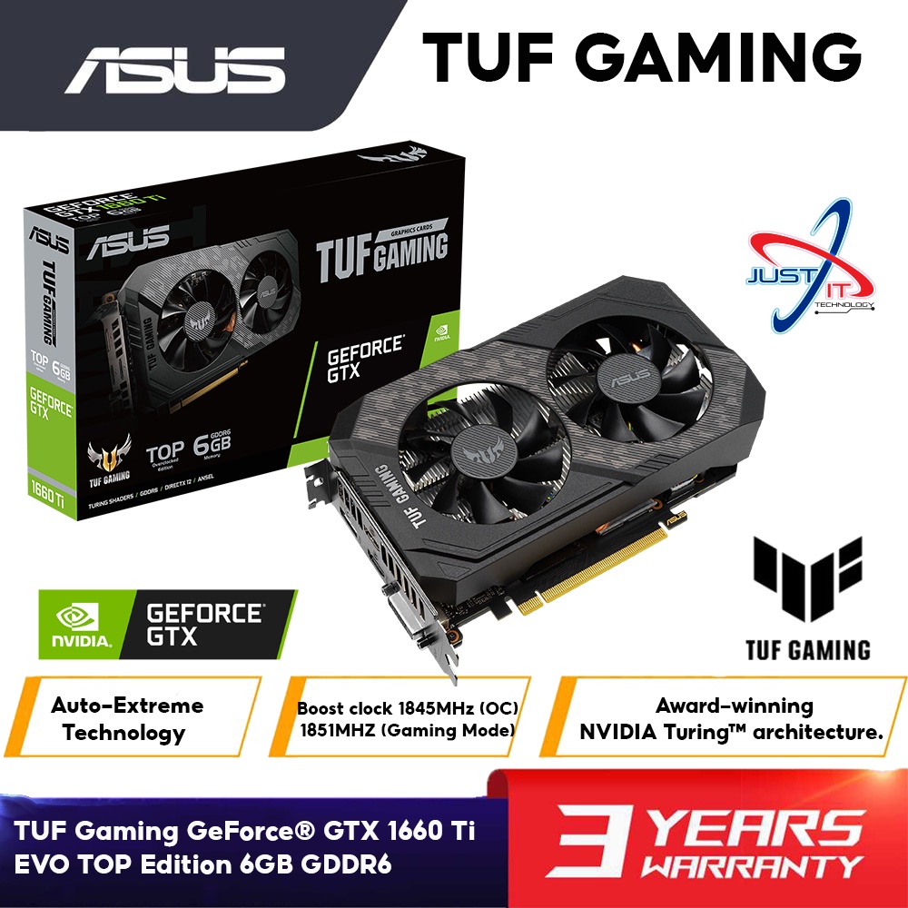 ASUS TUF GTX1660TI-T6G-EVO-GAMING GTX1660 TI EVO TOP EDITION 6GB DDR6 ...
