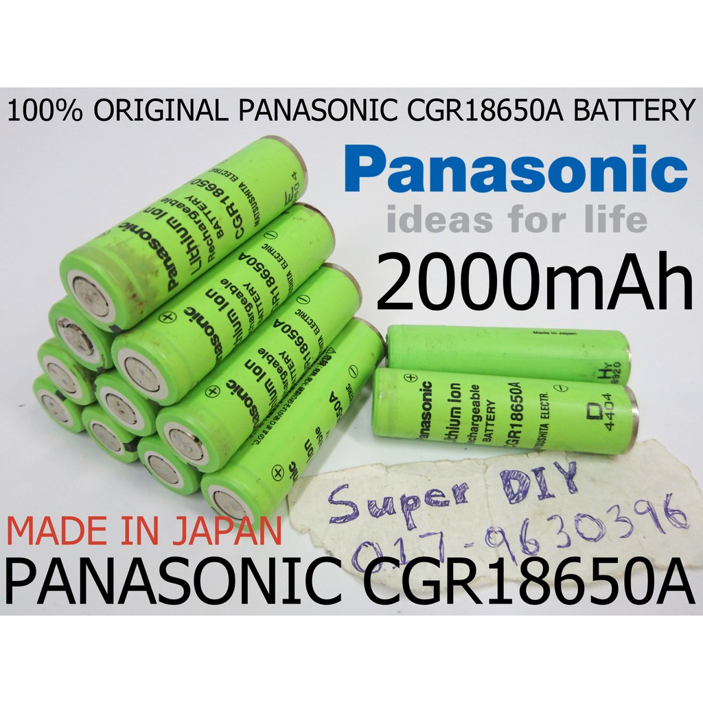 Panasonic CGR18650A 3.7V 2000mAh Li-ion Rechargeable LED flash Battery ...