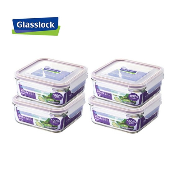 [Glasslock] Purple Edition Glass Airtight Container 850ml 4p Set / Food ...