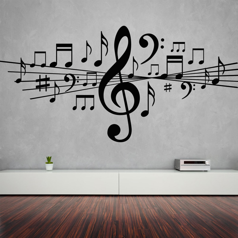 Musical Notes Removable Wall Stickers for Living Room Home Decor Vinyl ...