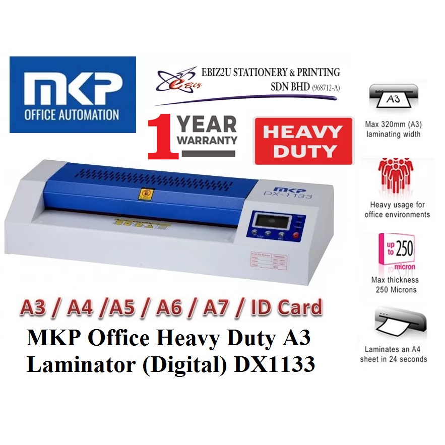 Mkp Office Heavy Duty A3 Laminator Digital Dx1133 Laminator Machine