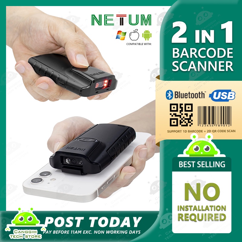 NETUM Bluetooth 2D Barcode Scanner, 3-in-1 Small Portable QR Bar Code Reader Aut