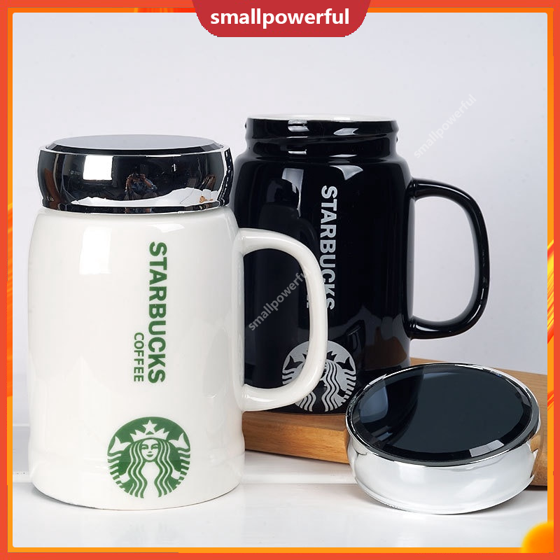 starbucks korea mug with faux leather handle