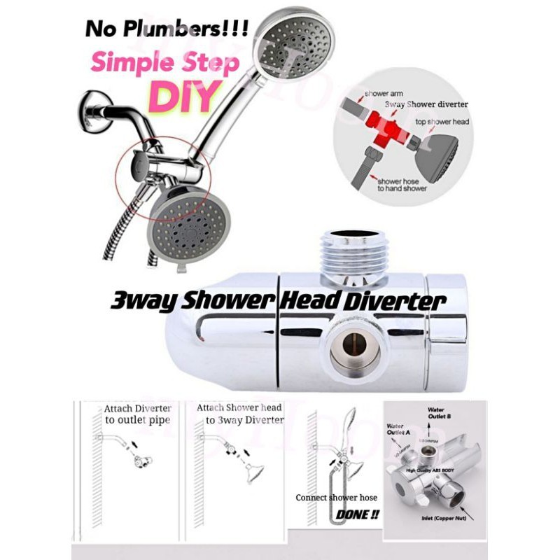 3way Shower Diverter valve, with shower head holder. Rotational Shower ...