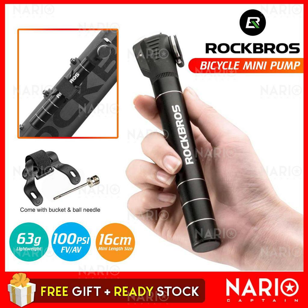 NARIO ROCKBROS Basikal Mini Pump Cycling Tire Inflator Schrader Presta ...