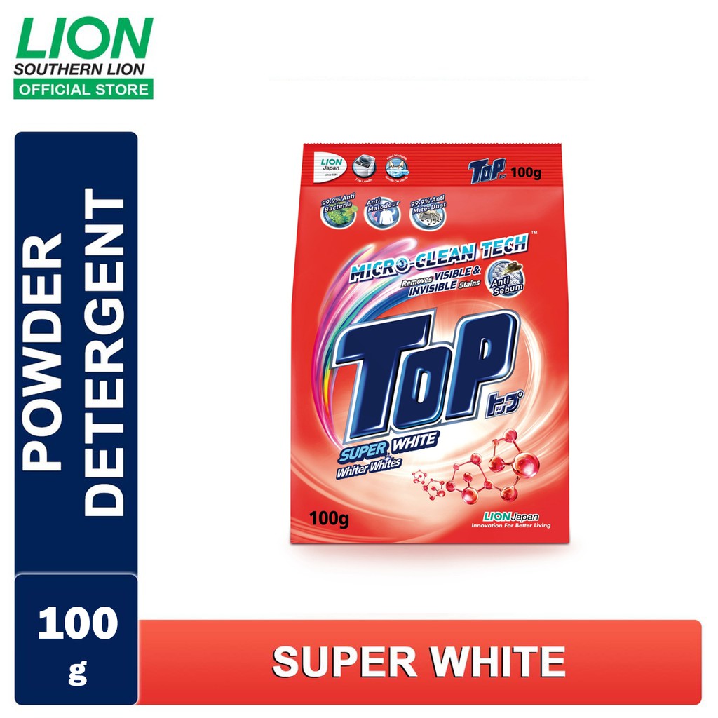 TOP Powder Laundry Detergent Super White (100g) Shopee Malaysia