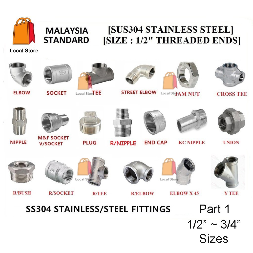 [ 1 UNIT ] Part 1 Stainless Steel S/S304 Pipe Fitting Socket / KC ...