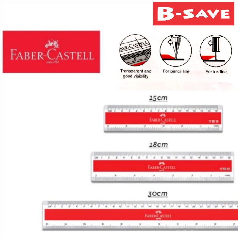 Faber Castell High Quality Plastic Ruler 15cm 18cm 30cm | Shopee Malaysia