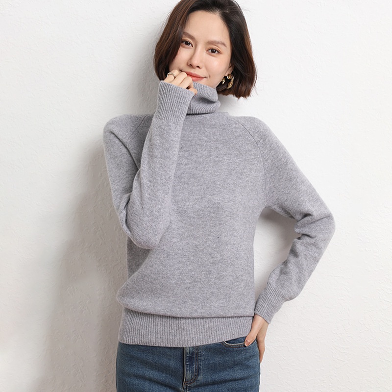 Turtle Neck Women Winter Knitwear Top Ladies Casual Loose Plain Long ...