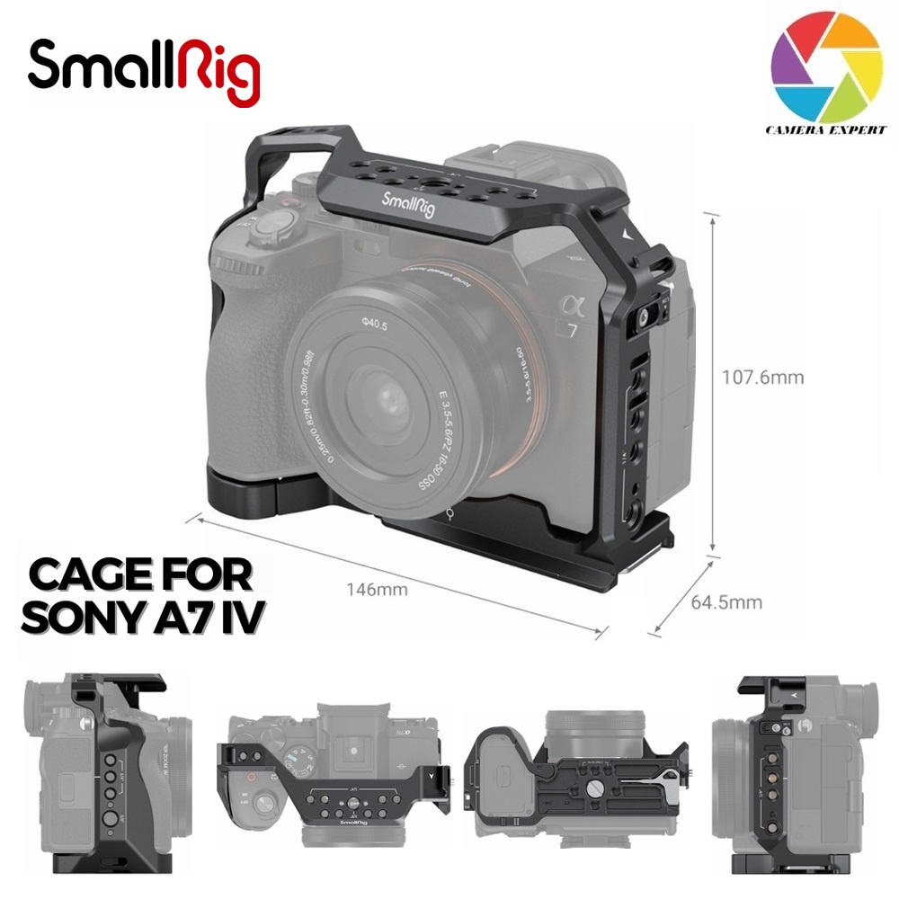 SmallRig Cage Kit 3669 Per Sony A7 IV / A7S III / A7R V | Con Maniglia Superiore, Laterale E Fermacavo HDMI | Alluminio Aeronautico, Protezione Anti-graffio, Attacchi Multipli