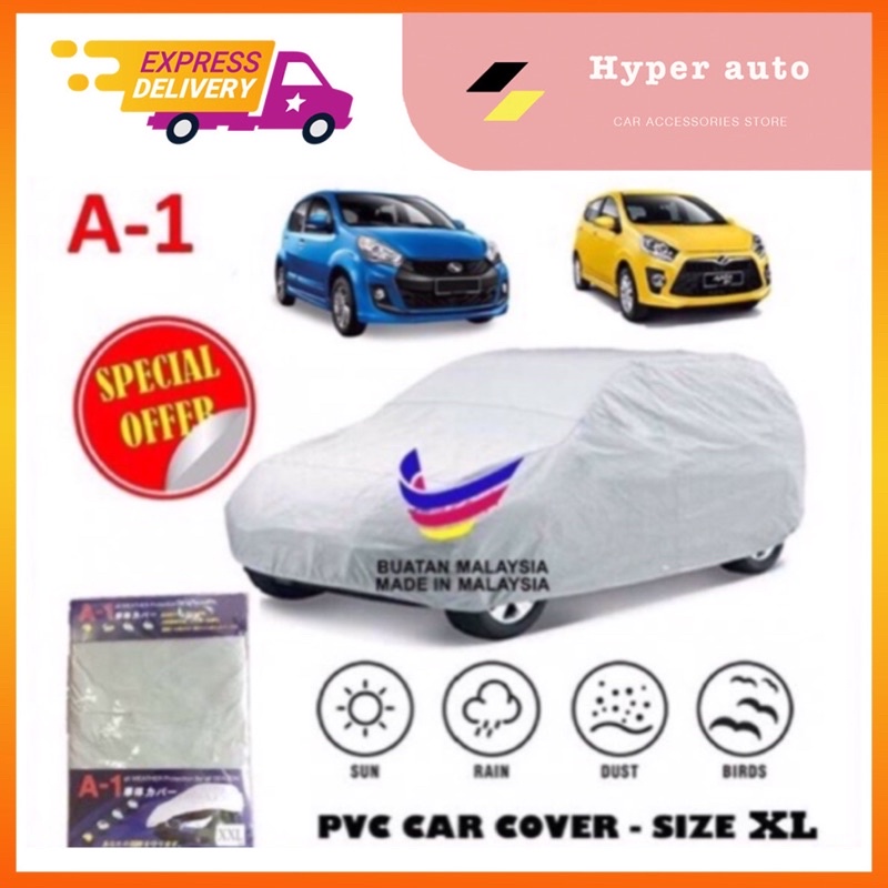 PVC car cover for perodua MYVI and Axia all weather proof sunproof easy