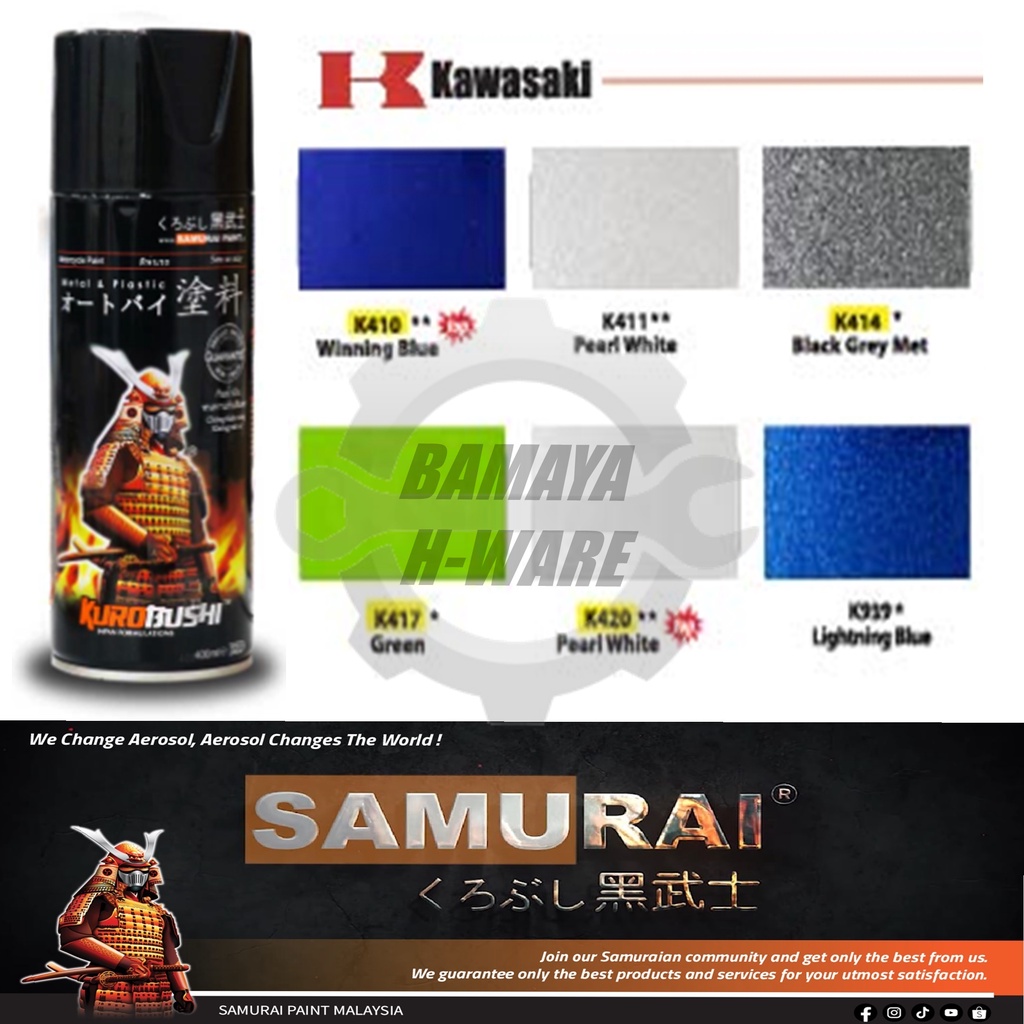 SAMURAI® Kawasaki Color Spray Paint. 400ml Samurai Motorcycle Spray