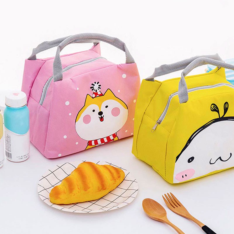 1pc Cartoon Cute Tote Bag, Insulated Lunch Bag, Lunch Box Bag