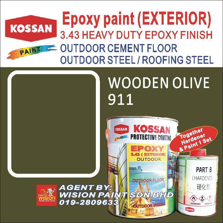 911 WOODEN OLIVE • 5L • KOSSAN 3.43 PU POLYURETHANE COATING EXTERIOR ...