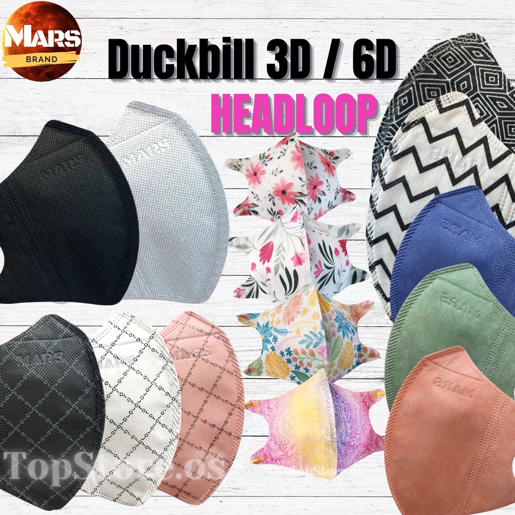 Duckbill 3D / 6D VMask Headloop (MARS) 50pcs Face Mask safe Shopee
