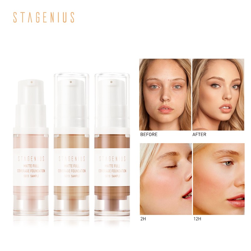 STAGENIUS 18HR Flawless Liquid Foundation Natural Nude Color Face