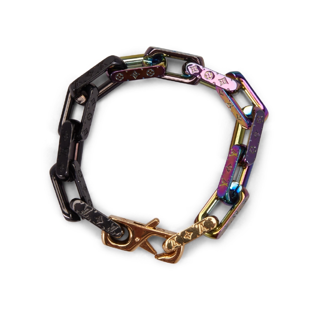 Louis Vuitton Chain Bracelet Engraved Monogram Colors Black/Gold