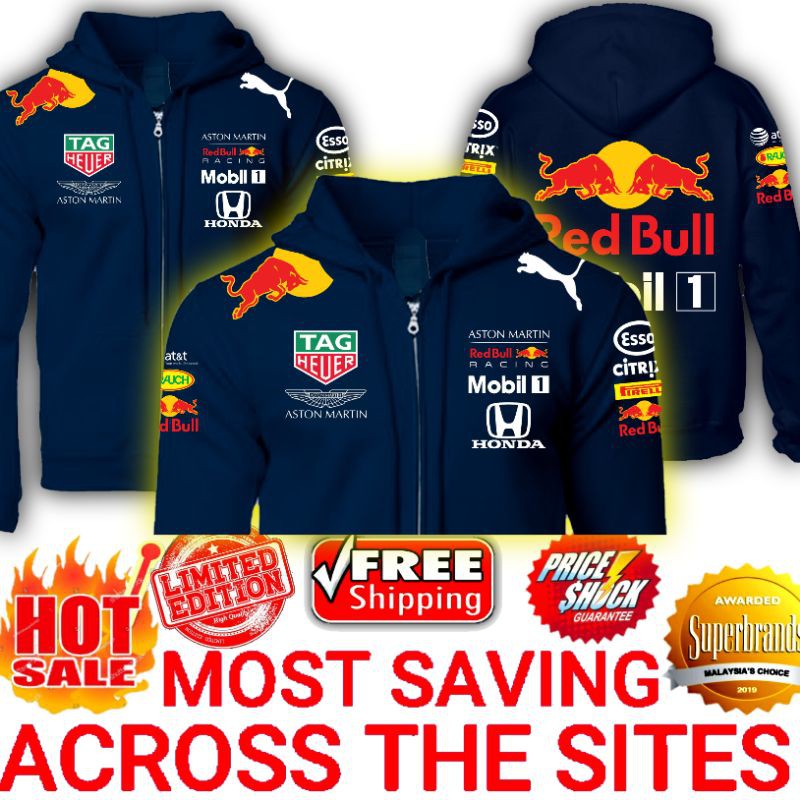 🔥F1 2020- Honda Aston Martin Red Bull Racing Team Mens Long Sleeve Full ...