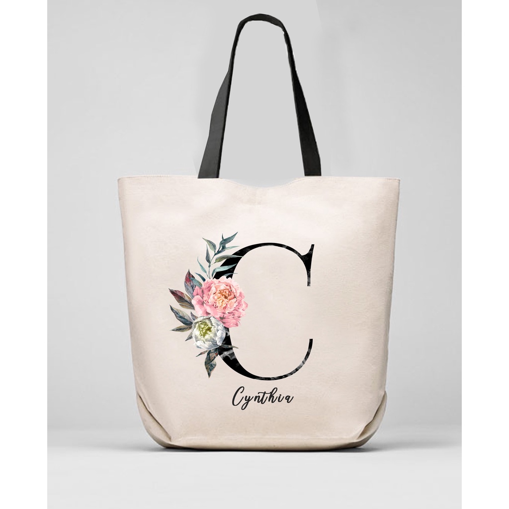Name Meaning Monogram Personalized Small Canvas Tote Bag